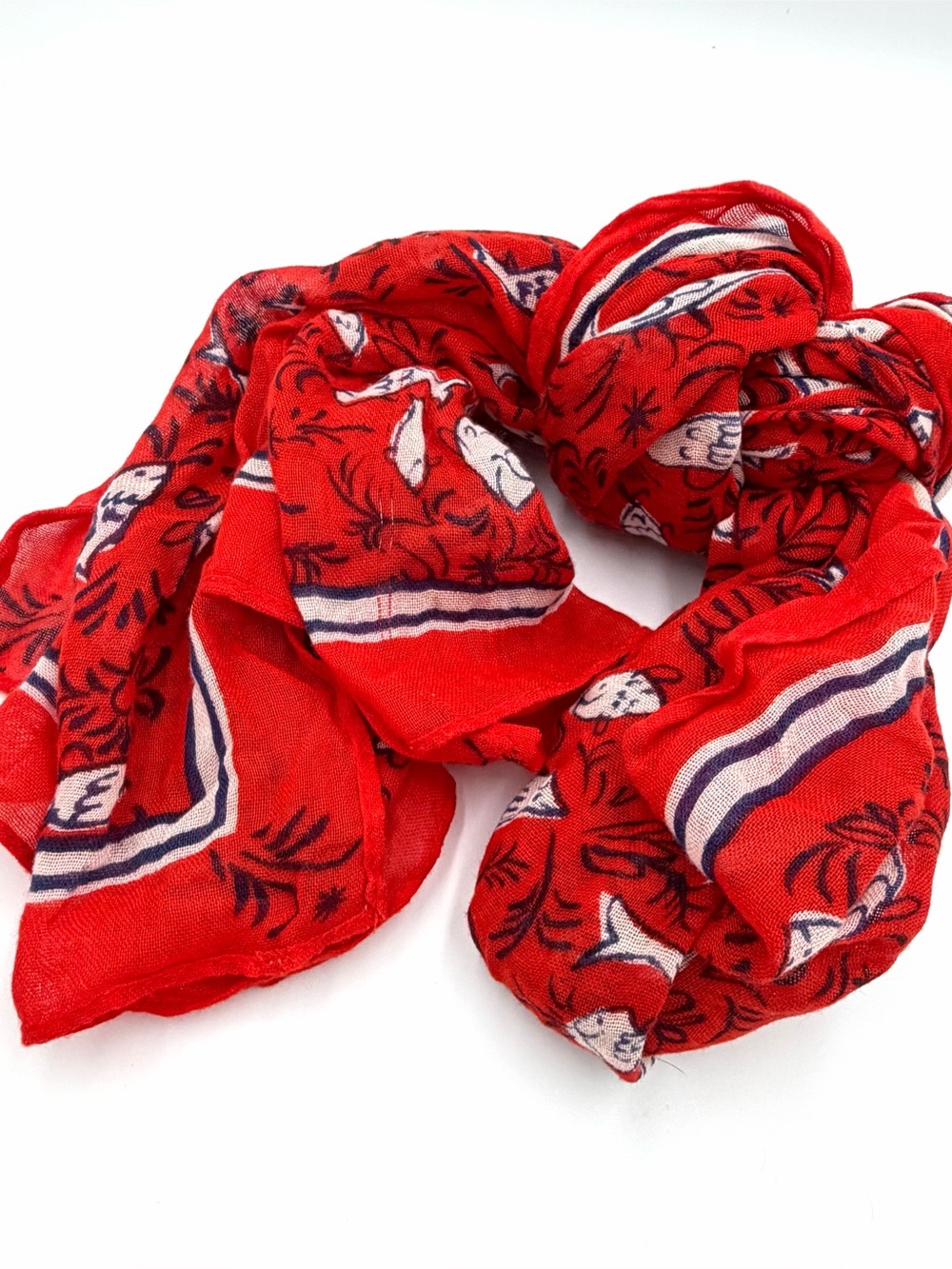 Vintage Vera Neumann Ladybug Red Fish Print Scarf 60s 70s Rare